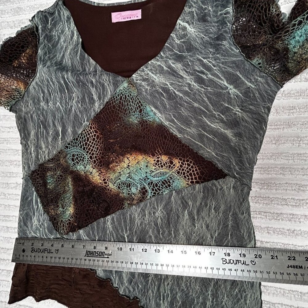 Origami Imagiro Women's Patchwork Crochet V-Neck … - image 8